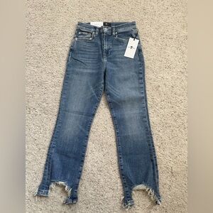 7 For All Mankind Straight Leg Jeans in Medium Blue Wash